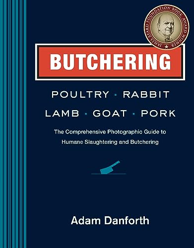 Book cover: "Butchering" with animals listed and a cleaver illustration.