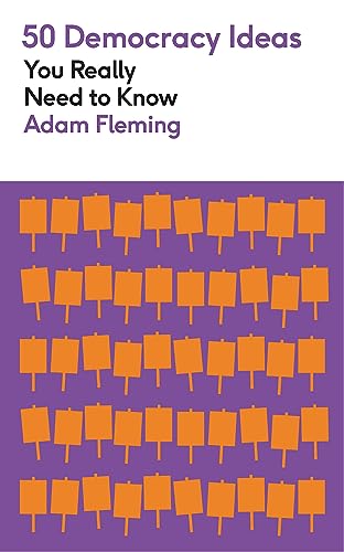 Book cover with purple background and repeating orange ballot box icons.