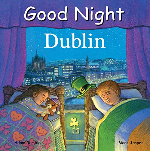 Book cover: children sleeping, Dublin skyline visible through window.