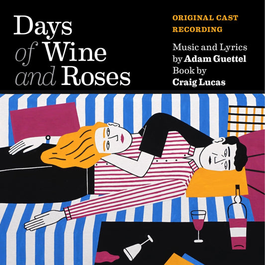 “Days of Wine and Roses” CD cover with figures on striped chaise lounge.