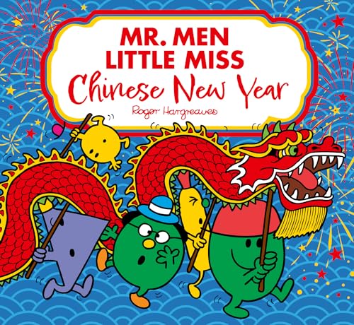 Mr. Men and Little Miss characters celebrate Chinese New Year with a dragon.