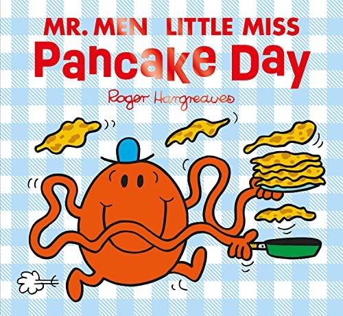 Mr. Men character flipping pancakes with a happy expression.