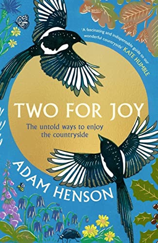 Book cover with two magpies in flight amidst wildflowers and foliage.