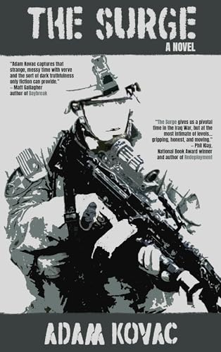 Book cover: "The Surge" depicts a soldier with a rifle, grey and black tones.