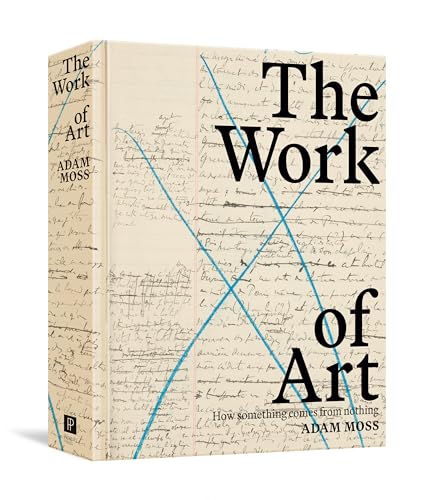Book cover with handwritten text and blue diagonal lines.