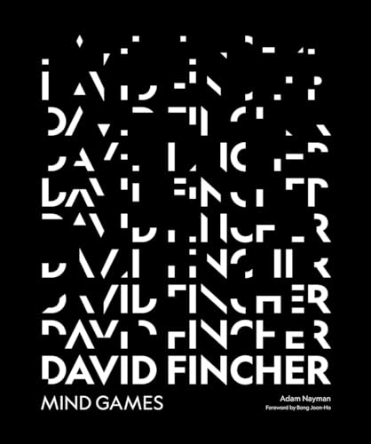 Black book cover with repeating "David Fincher" text and white geometric shapes.