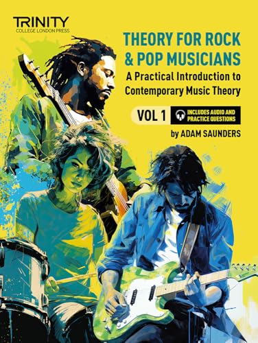Book cover featuring three musicians playing guitar and drums on a bright yellow background.