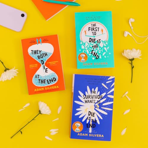 Three young adult novels by Adam Silvera on a yellow background.
