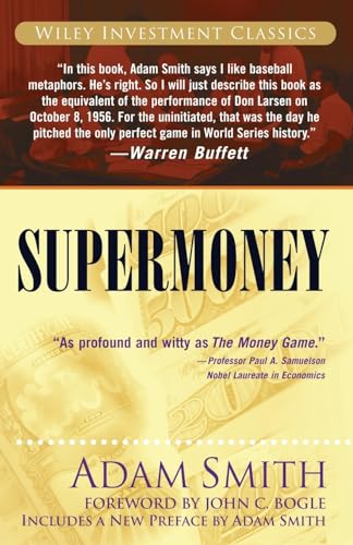 Book cover for "Supermoney" by Adam Smith, with gold and red design.
