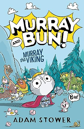 Book cover: cartoon cat Viking with friends in a forest scene.