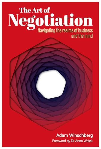Red book cover with white text, geometric design, and author’s name.