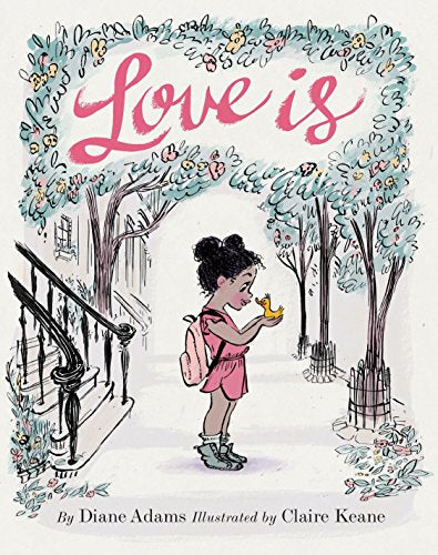 Book cover featuring a young girl holding a rubber duck under a floral arch.