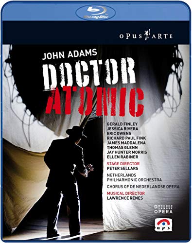 Blu-ray cover for "Doctor Atomic" opera featuring a man in a suit.