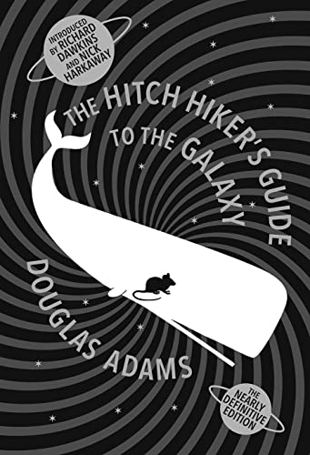 Book cover with a whale, small rodent, and swirling galaxy design.