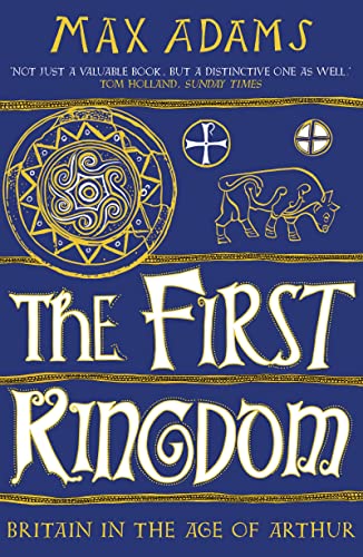Book cover with gold Celtic-style illustrations on a blue background and white text.