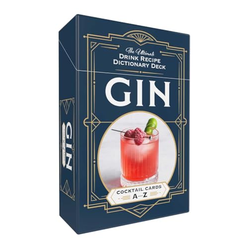 Blue box set of Gin Cocktail Cards with a red drink illustration on front.