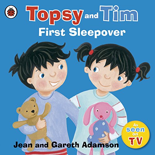 Book cover: Topsy and Tim, two children with teddy bears, "First Sleepover".