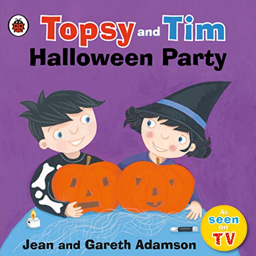 Topsy and Tim" book cover with children in Halloween costumes and pumpkins.