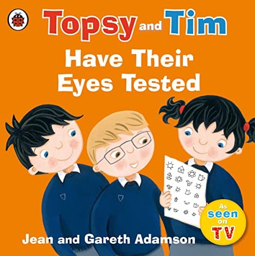 Book cover: Topsy and Tim with eye chart, getting vision checked.