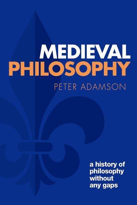 Book cover with blue background, large orange text, and a dark blue fleur-de-lis design.