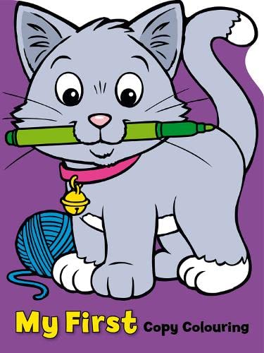 Grey cartoon cat holding a green pen, with a ball of yarn.