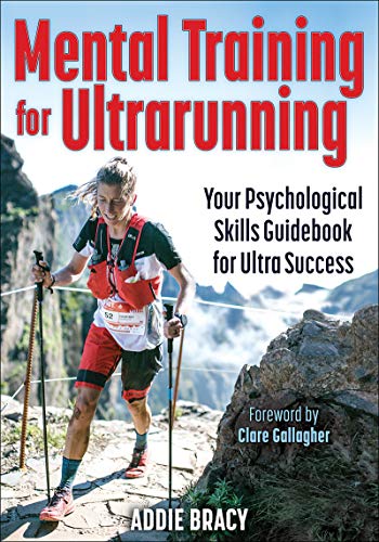 Book cover: "Mental Training for Ultrarunning" with a trail runner image.