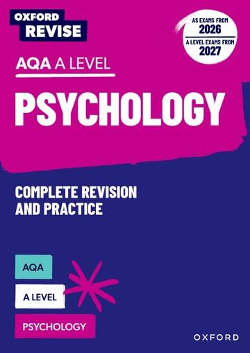 Oxford Revise AQA A Level Psychology textbook cover with pink and blue design.