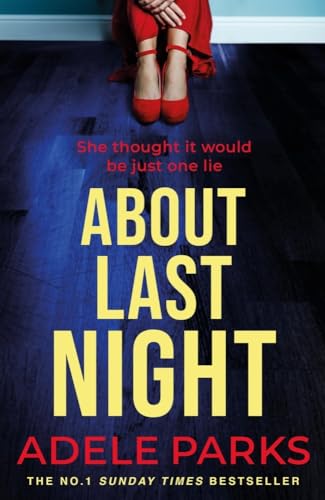 Book cover: woman in red heels, dark background, bold yellow title.