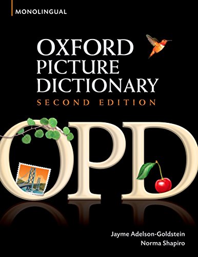 The black cover of the Oxford Picture Dictionary Second Edition with decorative letters OPD.