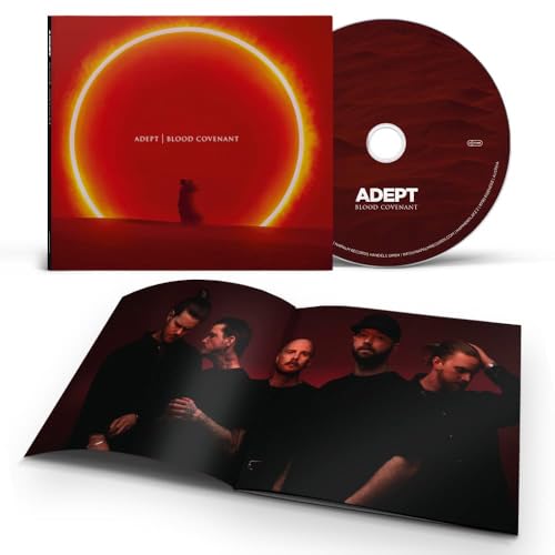 Adept "Blood Covenant" CD case, disc, and digipak with band members pictured.