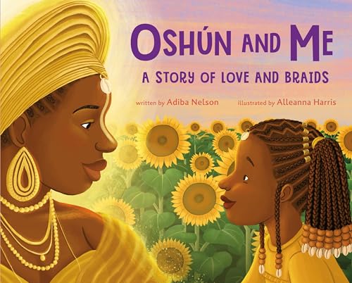 Book cover: mother and daughter with braids, sunflowers in background.