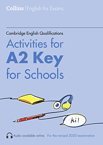 A2 Key for Schools activity book cover with school supplies illustration.