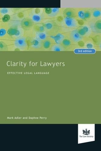 Book cover: "Clarity for Lawyers," 3rd edition, with green and blue design.