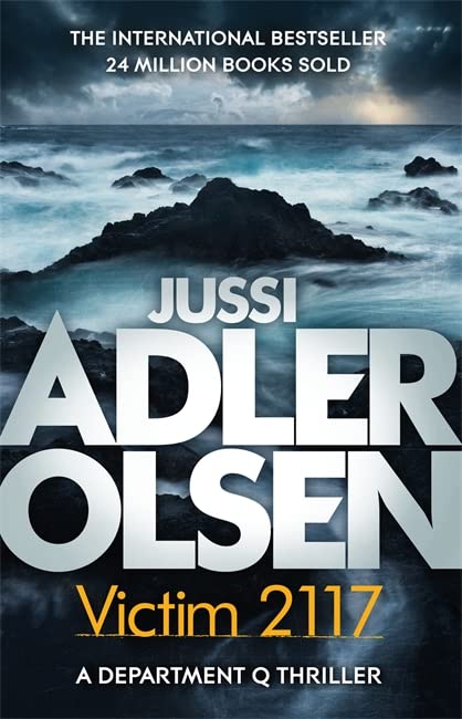 Book cover: “Victim 2117” by Jussi Adler-Olsen, with stormy seascape.