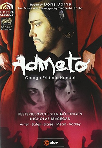 DVD cover for "Admeto" featuring a man and woman, red background, white text.