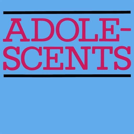 Blue background with the band name "Adolescents" in red lettering.