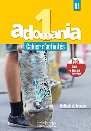French textbook cover with a skateboard and the title "Adomania : Cahier d'activités 1".