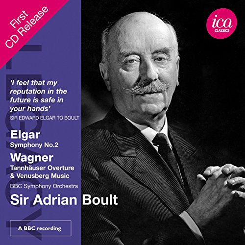 CD cover featuring a black-and-white portrait of Sir Adrian Boult against a purple background.