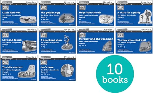 Ten Read Write Inc. Phonics Blue Set 6 black and white storybooks.