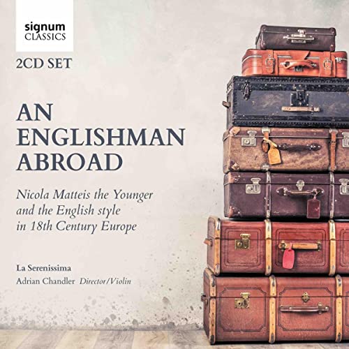 CD cover for "An Englishman Abroad" featuring stacked vintage suitcases.