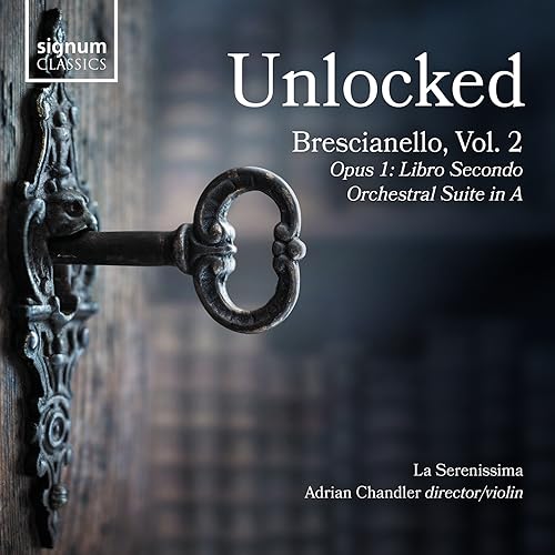 CD cover with an antique keyhole and key, text "Unlocked" and composer details.