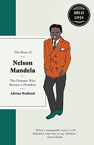 Book cover featuring an illustrated portrait of Nelson Mandela in an orange suit.