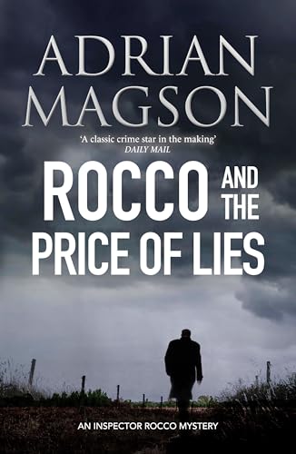Book cover: “Rocco and the Price of Lies” with a lone figure.