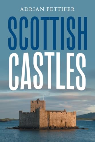Book cover for "Scottish Castles" featuring a coastal stone tower.