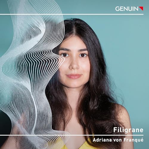 Adriana von Franqué portrait with abstract white lines, CD cover.