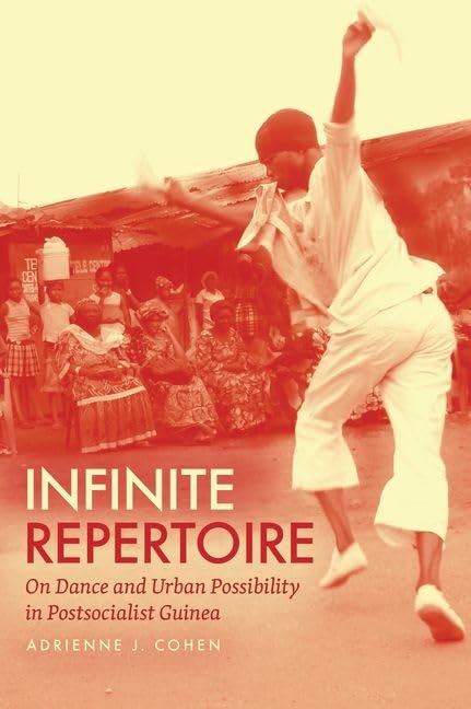 Book cover featuring a dancer in white clothing, Guinea background.