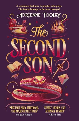 Book cover for "The Second Son" featuring a snake, key, and open book.