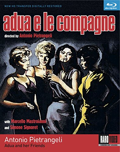Blu-ray cover for “Adua And Her Friends” featuring five women in dark clothing.
