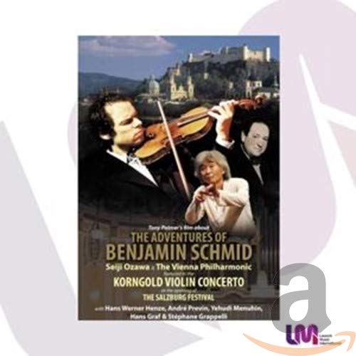 DVD cover for "The Adventures of Benjamin Schmid" featuring musicians and a castle.