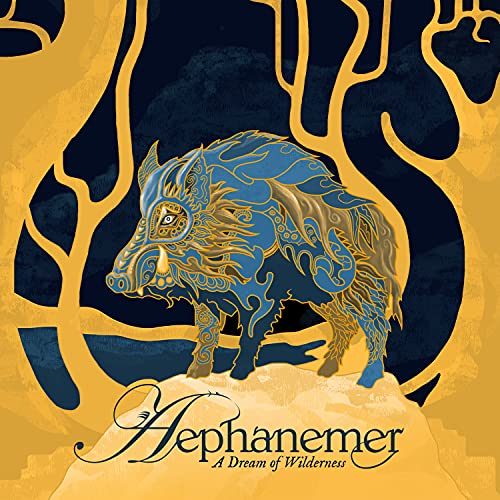Album cover for Aephanemer's "A Dream of Wilderness" featuring a blue boar.